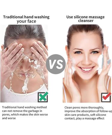 VWMYQ Silicone Facial Cleansing Brush Face Scrubber Soft Handle Deep Cleansing Skin Care for Gentle Exfoliating Removing Blackhead Massaging (white) - Buy Online on GoSupps.com