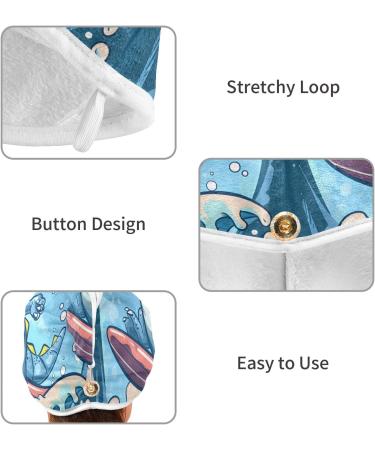 Cute Cartoon Dinosaur Hair Towel 2 Pack | Super Absorbent Quick Dry Hair Turbans for Women & Girls - Buy Online on GoSupps.com