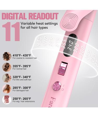 Long Barrel Curling Iron 1.25 Inch Ceramic with Argan Oil & Keratin 11 Temp Settings Clips & Pad Perfect for Thin Hair - Pink - Buy Online on GoSupps.com