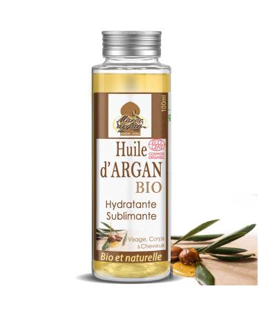Organic Argan Oil ECOCERT Certified from Morocco - Anti-wrinkle and Nourishing - 100% Pure 100ml - Care for Beautiful Skin and Sublime Hair Cold Pressed and Filtered Superior Quality Guaranteed