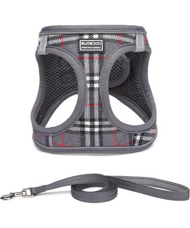 Suredoo Dog Harness for Small & Medium Dogs - Reflective Breathable Adjustable with Leash | Perfect for Puppies - Gray Checkered XL - Buy Online on GoSupps.com