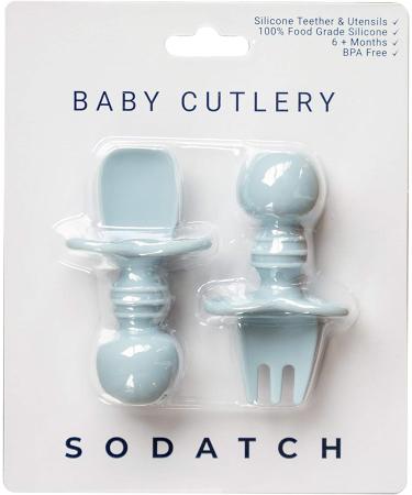 Sodatch Baby Cutlery Blue Grey - 100% Food Grade Silicone Utensils | BPA Free & Easy Grip for Babies - Buy Online on GoSupps.com