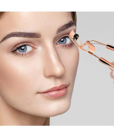 WLLHYF Eyelash Curler Kit - Professional Metal Lash Curler with Built-in Comb and 10 Refill Pads for Dramatically Curled Eyelashes - Rose Gold - Buy Online on GoSupps.com