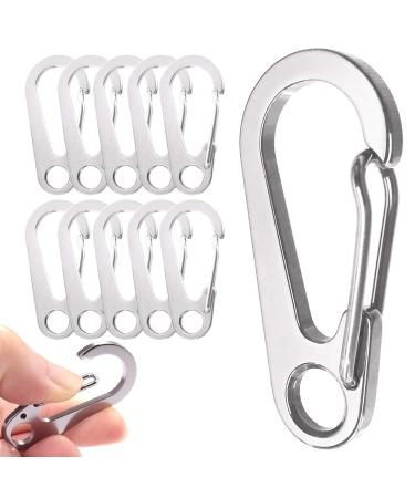 10PCS 1.77 Inch Stainless Steel Clip Spring-Snap Hook,EDC Mini Carabiner Custom Quick Release Hook for Outdoor Key Chain Camping Fishing Hiking Traveling