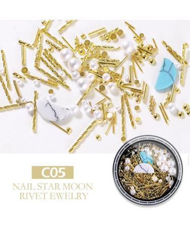 FEIlei Star Moon Nail Charms Metal Rivet Nail Rhinestones for DIY Nail Art Decorations - Buy Online on GoSupps.com