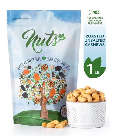 Premium Roasted Unsalted Cashews - Whole Kernels, Pieces | 1 lb Pack | Just Right Crispy & Delicious | Natural Cashews - Buy Online on GoSupps.com