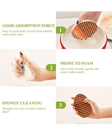 3-Pack Cleaning Kitchen Sponges Oval Black Orange Stripes Kitchen Cellulose Dishwashing Wood Pulp Cotton - Buy Online on GoSupps.com