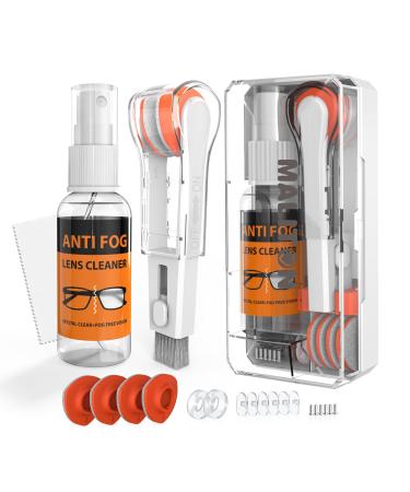 Maliton Glasses Cleaner 8 in 1 Glasses Cleaning Kit with Brush & Cleaning Cloth Portable Eyeglass Repair Kit with Screws & Glasses Nose Pads Removes Dust Grease and Stains for All Lens White