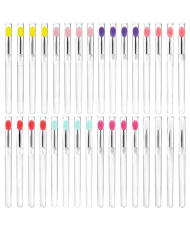 32Pcs Silicone Lip Brushes with Covers, Lipstick Applicator Brushes Makeup Beauty Tool for Lipstick,Eyeshadow(Multicolor)