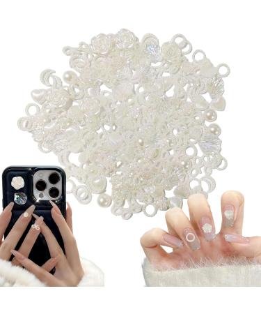 200PCS Mixed Styles Pearls Nail Charms for Nail Art Decor - D White Flower - Buy Online on GoSupps.com