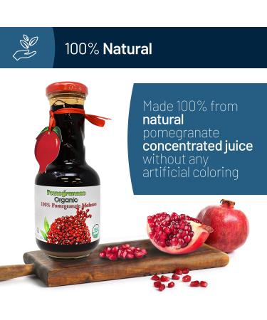 USDA Organic Pomegranate Molasses 12.35oz - 100% Natural Fruit Juice Concentrate - Vegan & Gluten Free - No Sugar Added - 1 Pack - Buy Online on GoSupps.com
