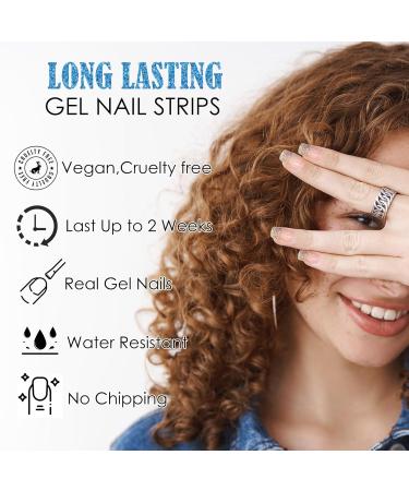 Pink Semi Cured Gel Nails Strips 22 Stickers Nail Wraps Soft Self-Adhesive Gel Nail Stickers Salon-Quality Glitter Gel Nail Strips Manicure Require UV/LED Lamp (113-Pink Glitter) - Buy Online on GoSupps.com