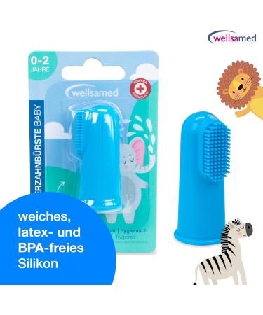 Buy Wellsamed Finger Toothbrush for Babies - Gentle Cleaning for First Milk Teeth - Blue 1 Pack - Buy Online on GoSupps.com