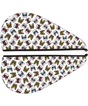 Hair Towel Wrap & Turban with Button - Bulldog Sunglasses Face Design for Quick Drying - Buy Online on GoSupps.com