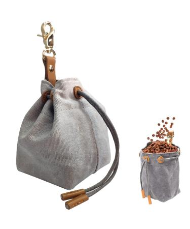 Adjustable portable feed bag bag with cord and buckle bag treats small dog training bag for pet training dog food small snack cloth bag.(Gray) - Buy Online on GoSupps.com