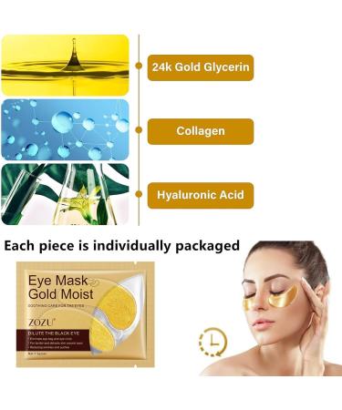 32-Piece Natural Gel Gold Under Eye Patches for Dark Circles, Puffy Eyes, and Wrinkles - Hyaluronic Anti-Aging Treatment Masks - Buy Online on GoSupps.com