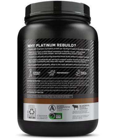Optimum Nutrition Platinum Rebuild - Dark Chocolate Protein Powder with Creatine Monohydrate | 20 Servings | Premium Post-Workout Supplement for Muscle Recovery - Worldwide Shipping - Buy Online on GoSupps.com