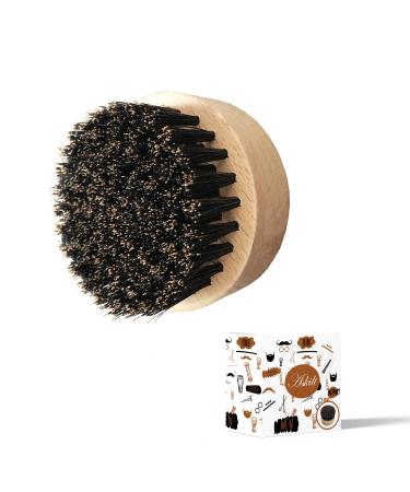 Beard Brush Natural Boar Bristle Brush Shaving brush Exfoliates Skin Helps Softening and Conditioning Itchy Beards & to Spread Balm or Oil for Growth - Styling - Adds Shine - Softness Brown