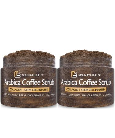 Arabica Coffee Body Scrub with Collagen & Stem Cell Exfoliating Body Scrubber - Coffee Scrub Body Exfoliator Face Scrub and Face Exfoliator Facial Skincare products by M3 Naturals 2 Pack Coffe Scrub (Pack of 2)