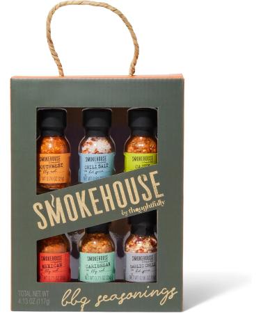 Smokehouse by Thoughtfully collection d assaisonnements pour barbecue-Coffret 6 saveurs avec les pices BBQ Cajun Mexican et Southwest Chili Salt Garlic Chilli et BBQ Caribbean. 25 ml chacun - Buy Online on GoSupps.com