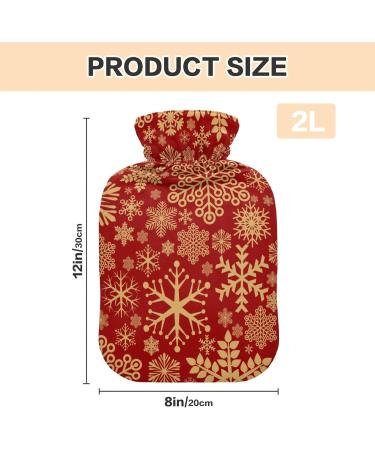 Golden Snowflakes Christmas Hot Water Bottle & Cover - Soft Warm 2L for Winter Comfort - Buy Online on GoSupps.com
