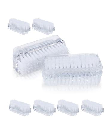 Relaxdays nail brush set of 8 double-sided hand brush with hard bristles plastic HBT: 3.5x8.5x3.5 cm transparent