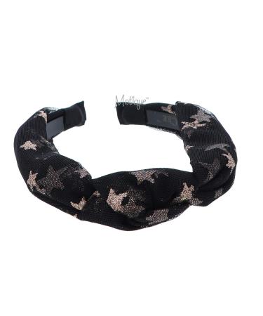 Black Gold Starry Holiday Tulle Turban Knot Headband for Women and Girls - Buy Online on GoSupps.com