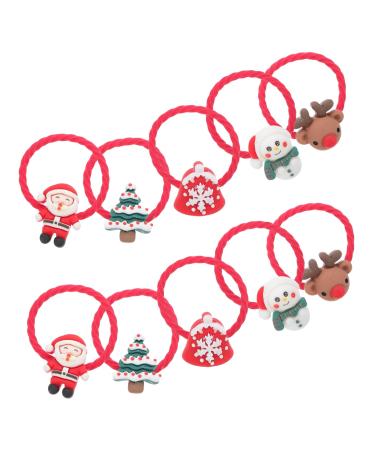 DOITOOL 10 Pairs Christmas Headband Xmas Hair Bands Baby Girls Hair Accessories Reindeer Hair Band Elastic Hair Ties Kids Tiara Fine Hair Holder Child Elastic Cord Issue Card Bow Tie