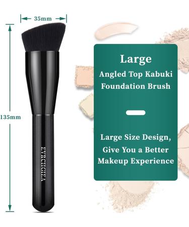 Foundation Brush Flat Top Kabuki Foundation Brush for Liquid Makeup Cream Powder Travel Size Face Foundation Blending Makeup Brushes (large) L black - Buy Online on GoSupps.com