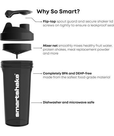Smartshake Glossy Lite 800ml Protein Shaker Bottle - Leak-Proof BPA-Free Perfect Gift for Men & Women - Ideal for Gym Protein Shakes & Powder Black - Buy Online on GoSupps.com