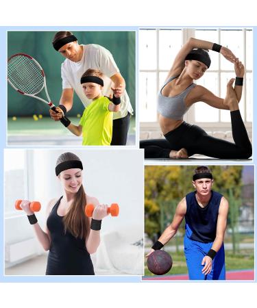 Becellen 3 Piece Sweatband Set - Sports Headband & Bracelet for Basketball - Unisex Exercise Gear - Black - Buy Online on GoSupps.com