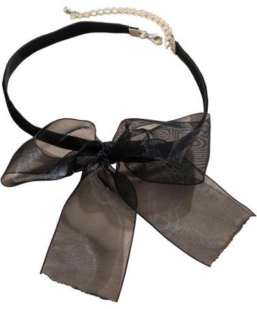 KUAIYIJU Fashion Black Mesh Bow Choker Necklace - Elegant Clavicle Chain Jewelry for Women - International Shipping Available - Buy Online on GoSupps.com