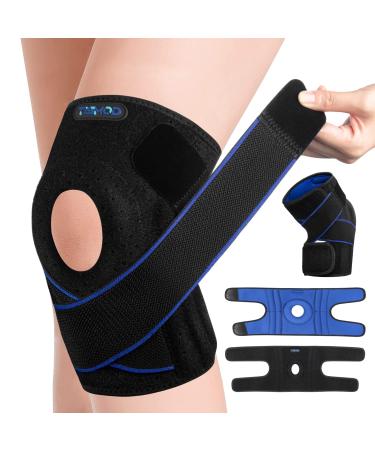 TISMOD Knee Brace with Patella Gel Pad & Side Stabilizers for Men/Women  Adjustable Knee Support for Meniscus Tear  Arthritis  Joint Pain Injury Recovery S/M Blue&Black
