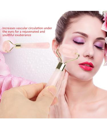Natural Rose Quartz Face Roller - Slimming Beauty Massage Tool for Skin Care & Relaxation - Buy Online on GoSupps.com