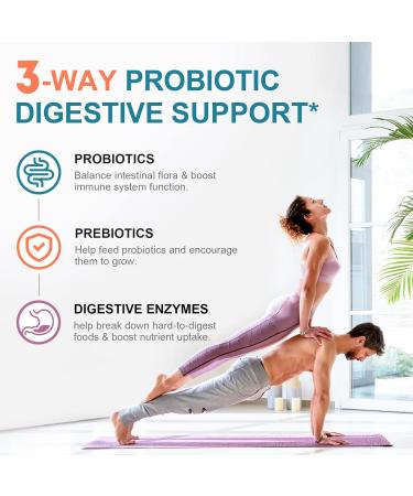 Probiotics 120 Billion CFUs 18 Strains 3 Prebiotics & Digestive Enzymes for Men Women,Digestive & Immune Support,Shelf Stable Non-GMO 60 Capsules - Buy Online on GoSupps.com