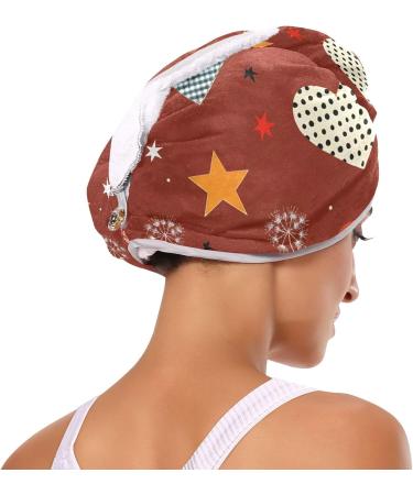 Plaid Hearts & Stars Hair Towel 2 Pack | Super Absorbent Quick Dry Hair Turbans for Women & Girls - Buy Online on GoSupps.com