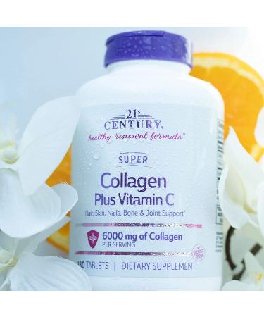 21st Century Super Collagen + Vitamin C 6000mg - 180 Tablets | Supports Healthy Skin & Joints - Buy Online on GoSupps.com
