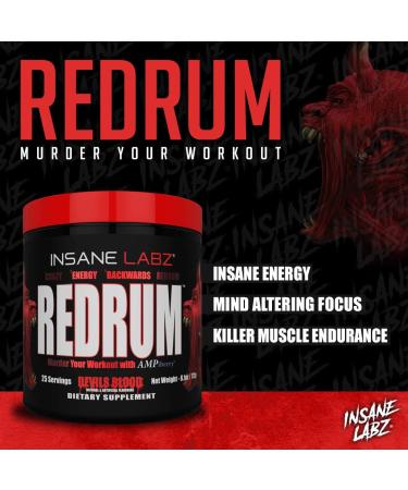 Insane Labz Redrum High Stim Pre Workout NO Booster Powder - Devil's Blood Black Cherry - 25 Servings - Buy Online on GoSupps.com