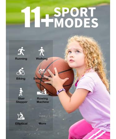 Kids Fitness Tracker Watch | Waterproof with Heart Rate Monitor | Sleep & Calorie Tracker | 11 Sport Modes | Replaceable Band | Ages 5-16 | Purple & Pink - Buy Online on GoSupps.com