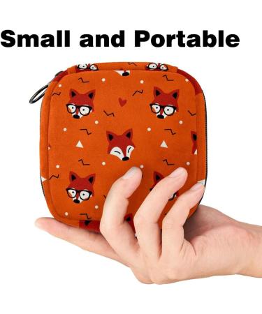 Cute Cartoon Fox Head Patterns - Women's Binding Storage Bag for Menstrual Pads & Menstrual Cups - Portable Zipper Bag for Teenagers & Girls - Buy Online on GoSupps.com