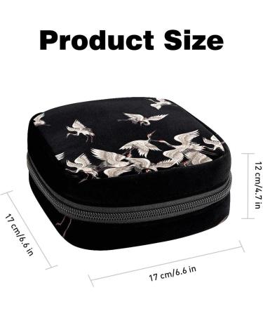Japanese White Cranes Pattern Women's Bandages Storage Bags & Menstrual Cup Pouches - Portable & Stylish Solutions - Buy Online on GoSupps.com