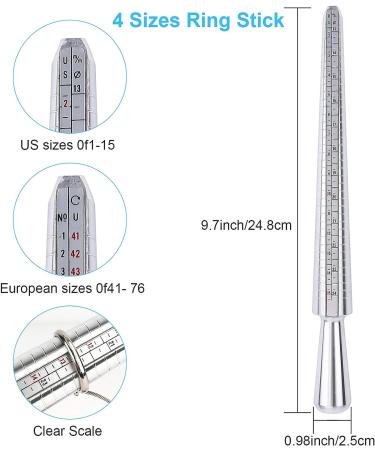 UUBAAR Ring Sizer Kit - 27 Pc Aluminum Ring Mandrel & Finger Gauge Set with Polishing Cloth - US Ring Sizing Tool for Men and Women - Buy Online on GoSupps.com