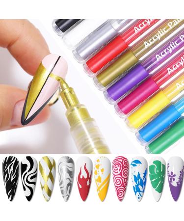 10 Pcs Nail Art Painting Pen 3D Painted Nail Drawing Pen Set Nail Polish Pens Fine Tip Nail Paint Line Pen Quick Dry Waterproof Nail Paint Tool for Nail Art 10 Colors - Buy Online on GoSupps.com