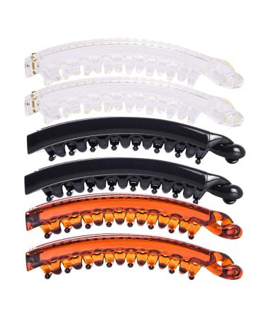 RC Roche Ornament 6 Pcs Womens Super Secure Grip Claw Ponytail Holders - Medium Clear Brown/Black Pack of 6 - Buy Online on GoSupps.com