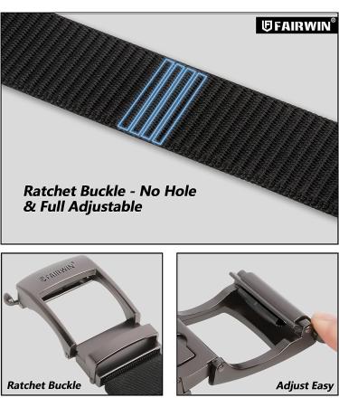 FAIRWIN Men's Casual Nylon Ratchet Belt - Adjustable Golf and Dress Belt for Jeans and Shorts (Black, M - Waist 36-42) - Buy Online on GoSupps.com
