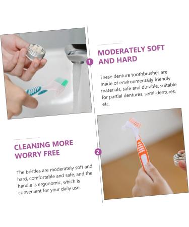 Dentures Cleaning Brush Set - 4 Piece Double-Sided Soft Bristle Prosthesis Cleaner for Effective Denture Care - Buy Online on GoSupps.com