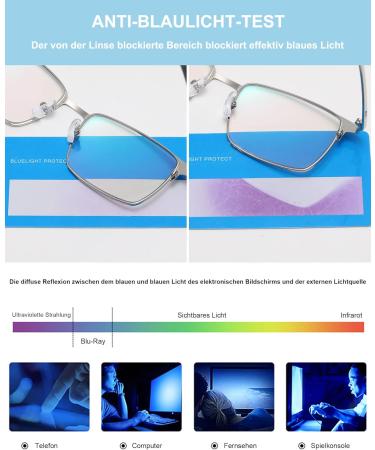 Lanomi Blue Light Filter Reading Glasses for Men & Women - Rectangle Metal Frame 3.0 Diopter Anti-Rays Visual Help - Buy Online on GoSupps.com