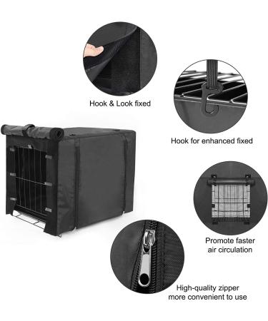Durable Double Door Dog Crate Cover for Large Pets | Universal Fit for 24-48 inch Wire Crate | Black | 48L x 30W x 33H - Buy Online on GoSupps.com