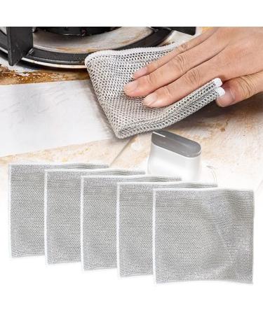 2024 New Multipurpose Wire Dishwashing Rags Premium Metal Wire Dishwashing Cloth Scrubs Cleans Scrubbing Wire Dishwashing Rags Non-Scratch Wire Dishcloth for Dishes Sinks (5) (Silver 5)
