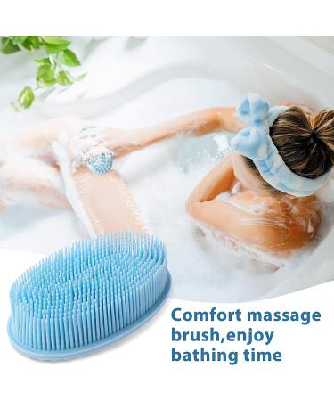 Cobee Silicone Bath Brush - Exfoliating Shower Scrubber & Massage Brush for All Skin Types - Blue - Buy Online on GoSupps.com